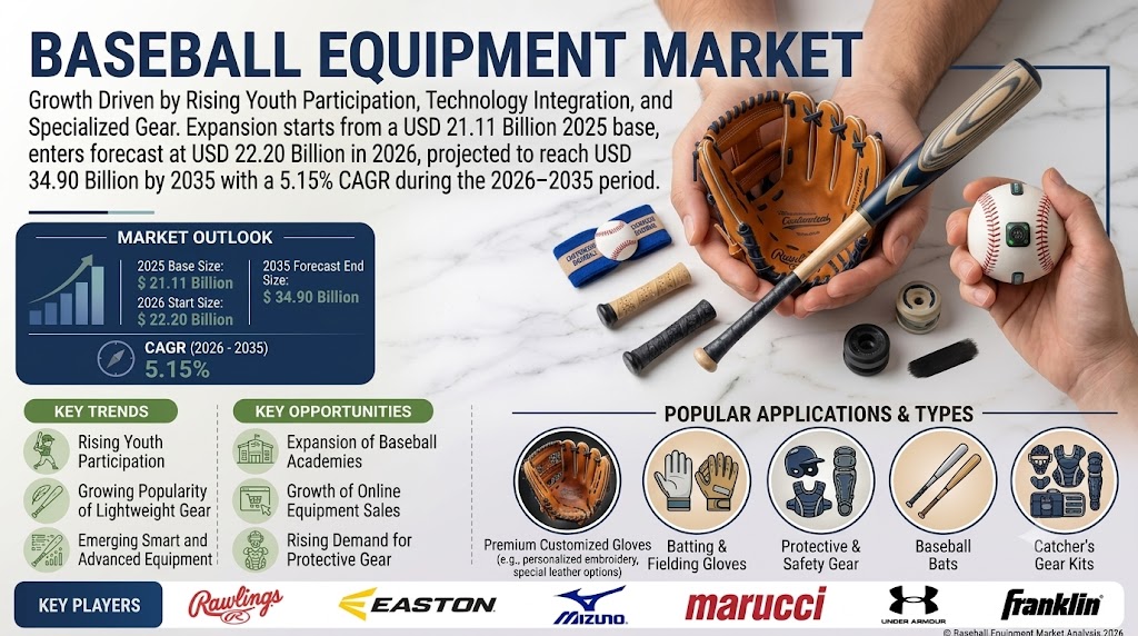 Baseball Equipment Market Set to Reach USD 34.90 Billion by 2035 as Youth Participation and Protective Gear Demand Rise
